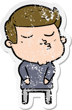 Bir insan tarafından çizilmiş karikatür mankeni adamın sıkıntılı çıkartması.