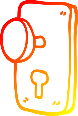 Bir insan tarafından çizilmiş çizgi film kapı kolunun sıcak gradyan çizimi