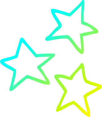 Bir insan tarafından çizilen çizgi film yıldızlarının soğuk gradyan çizgileri.