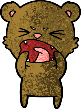 Bir insan tarafından çizilmiş kızgın çizgi film ayısı.