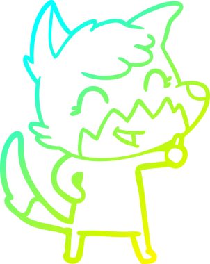 Bir insan tarafından çizilmiş mutlu bir tilkinin soğuk çizgi çizimi.