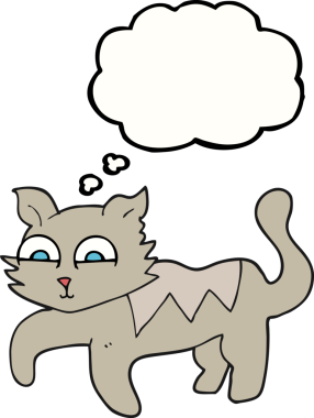 Bir insan tarafından çizilmiş serbest çizim baloncuk çizgi film kedisi.