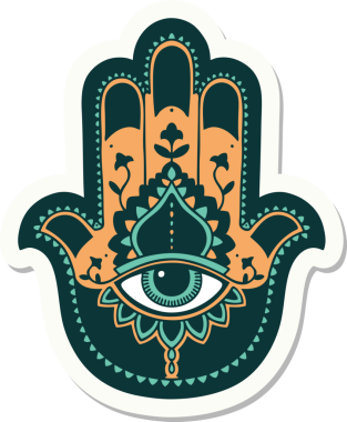 Bir insan tarafından çizilmiş geleneksel bir hamza stili dövme çıkartması.