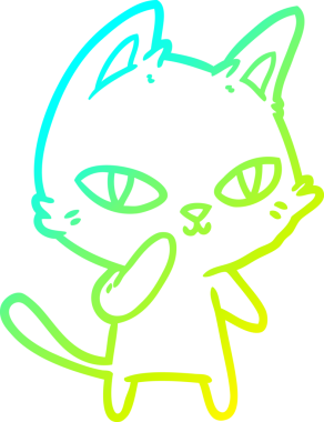 Bir çizgi film kedisinin insan tarafından çizilmiş soğuk çizgi çizimi.