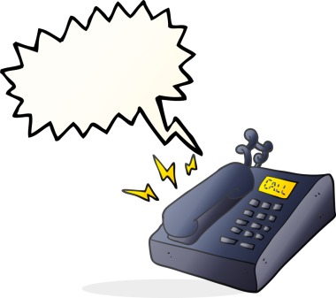 Bir insan tarafından çizilmiş serbest konuşma balonu ofis telefonu.