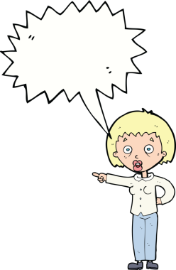 Bir insan tarafından çizilmiş konuşma balonuyla şok olmuş bir karikatür.