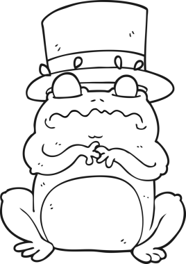 Bir insan tarafından çizilmiş zengin kara kurbağası.