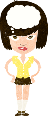 Bir insan tarafından çizilmiş bir çizgi film kadını.