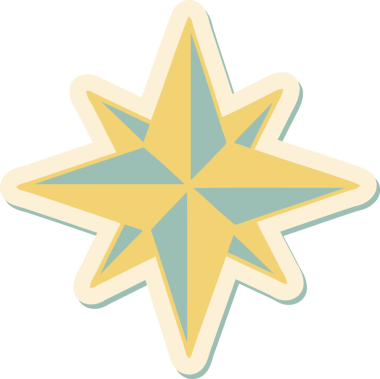 Bir insan tarafından çizilmiş geleneksel bir yıldız stiliyle dövme çıkartması.