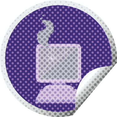 Bir insan tarafından çizilmiş kırık bilgisayar grafik vektör çizimi dairesel etiketi