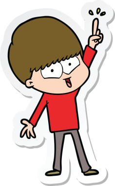 Bir insan tarafından çizilmiş mutlu bir çocuğun çıkartması.