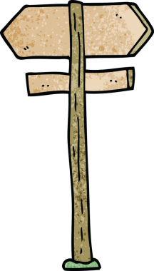 bir insan tarafından çizilmiş karikatür yön işareti