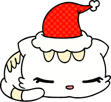 Bir insan tarafından çizilmiş kawaii kedisinin el çizimi karikatürü.