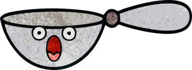 Bir insan tarafından çizilmiş bir kaşık retro grunge desen karikatürü.