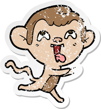 Bir insan tarafından çizilen deli bir çizgi film maymunun sıkıntılı çıkartması.