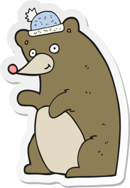 Bir insan tarafından çizilmiş çizgi film ayısının çıkartması.