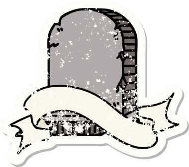 Bir insan tarafından çizilmiş mezar taşının sancağı olan eski bir etiket.