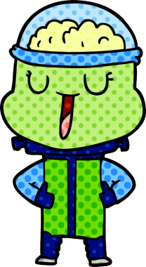 Bir insan tarafından çizilmiş mutlu çizgi film robotu