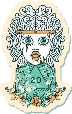 Retro Dövme Tarzı Bir insan tarafından çizilmiş 20 zarlı barbar karakter