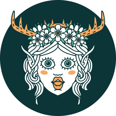 Bir insan tarafından çizilmiş Elf Druid karakteri simgesi