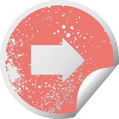 Bir insan tarafından çizilmiş ok sembolünün çizilmiş dairesel soyma etiketi.