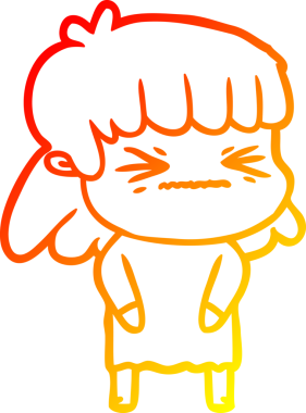 Bir insan tarafından çizilmiş kızgın bir kızın sıcak çizgi çizimi