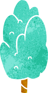 El çizimi retro karikatür karalama Bir insan tarafından çizilmiş tek yeşil ağaç