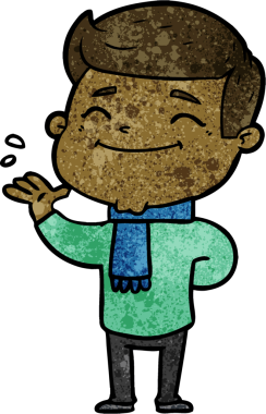 Bir insan tarafından çizilmiş mutlu çizgi film adamı.