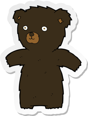 Bir insan tarafından çizilmiş şirin bir kara ayının çıkartması.