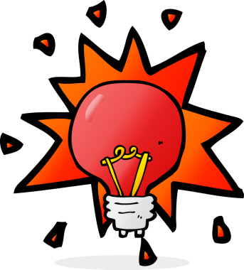 bir insan tarafından çizilmiş kırmızı bir ampul.