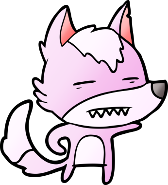 Bir insan tarafından çizilen dişleri gösteren bir kurt çizgi filmi.