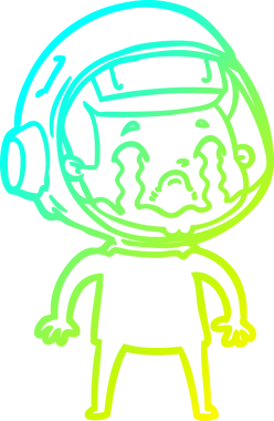 Bir insan tarafından çizilmiş ağlayan astronot çizgi filmi.