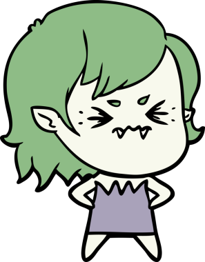 Bir insan tarafından çizilmiş kızgın vampir kız.