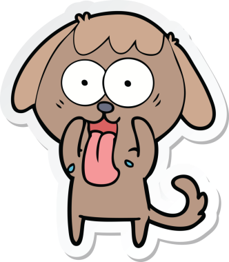 Bir insan tarafından çizilmiş şirin bir köpeğin çıkartması.