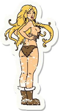 Bir insan tarafından çizilmiş Viking bir kızın geleneksel stil dövmesi.