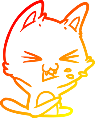 Bir insan tarafından çizilmiş çizgi film kedisinin sıcak çizgi çizimi