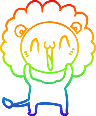 gökkuşağı gradyanı çizimi bir insan tarafından çizilmiş mutlu bir karikatür aslanı