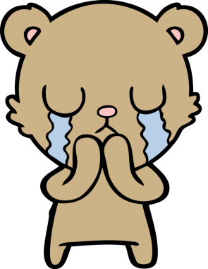 Bir insan tarafından çizilmiş ağlayan çizgi film ayısı.