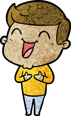 Bir insan tarafından çizilmiş gülen çizgi film adamı.