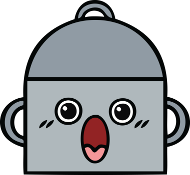 Bir insan tarafından çizilmiş güzel bir yemek tenceresi karikatürü.