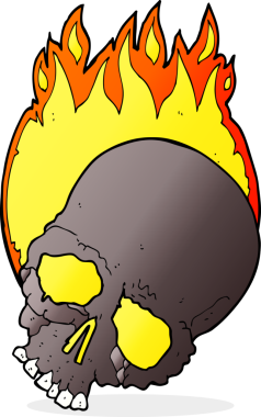 Bir insan tarafından çizilen yanan kafatası.