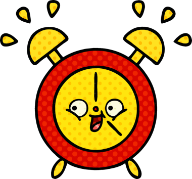 bir insan tarafından çizilmiş bir çalar saatin çizgi roman tarzı