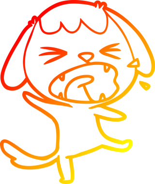 Bir insan tarafından çizilmiş sevimli bir köpeğin sıcak çizgi çizgisi.