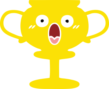 Bir insan tarafından çizilen kupanın düz renkli retro karikatürü