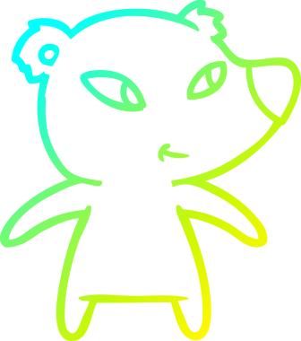 Bir insan tarafından çizilmiş şirin bir çizgi film ayısının soğuk gradyan çizgisi.