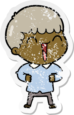 Bir insan tarafından çizilmiş mutlu bir adamın sıkıntılı çıkartması.