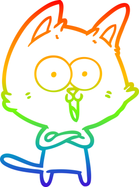 gökkuşağı gradyan çizimi bir insan tarafından çizilmiş komik bir çizgi film kedisi