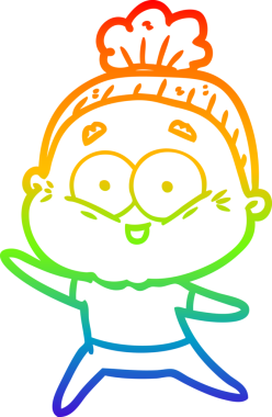 Gökkuşağı gradyan çizgi çizimi Bir insan tarafından çizilmiş mutlu yaşlı kadın