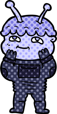 Bir insan tarafından çizilmiş karikatür uzay adamı.