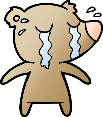 Bir insan tarafından çizilmiş ağlayan ayı karikatürü.